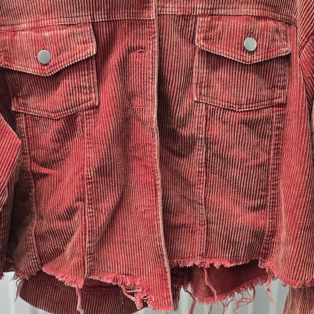 Women's Red Oversized Corduroy Jacket Size Large - Picture 3 of 8